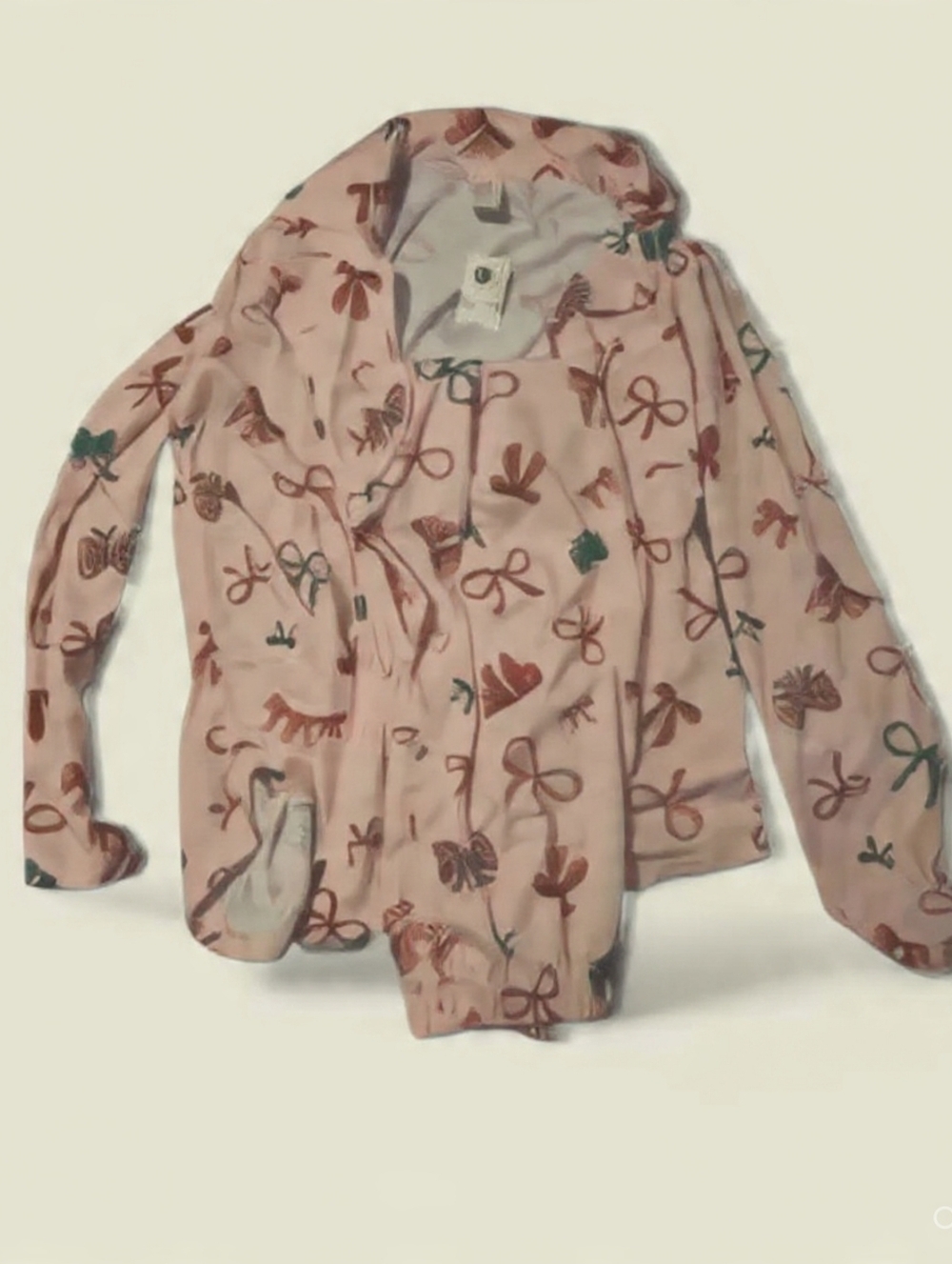 PJ Place Women's Pink Bow Print Pajama Set NWT Size XS